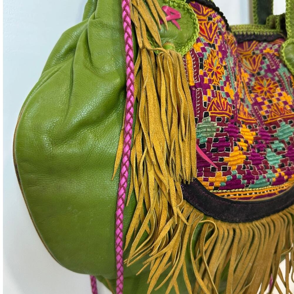 Ibiza World Family Handbag Women's Handcrafted Leather Embroidered Boho Artsy - Picture 6 of 16